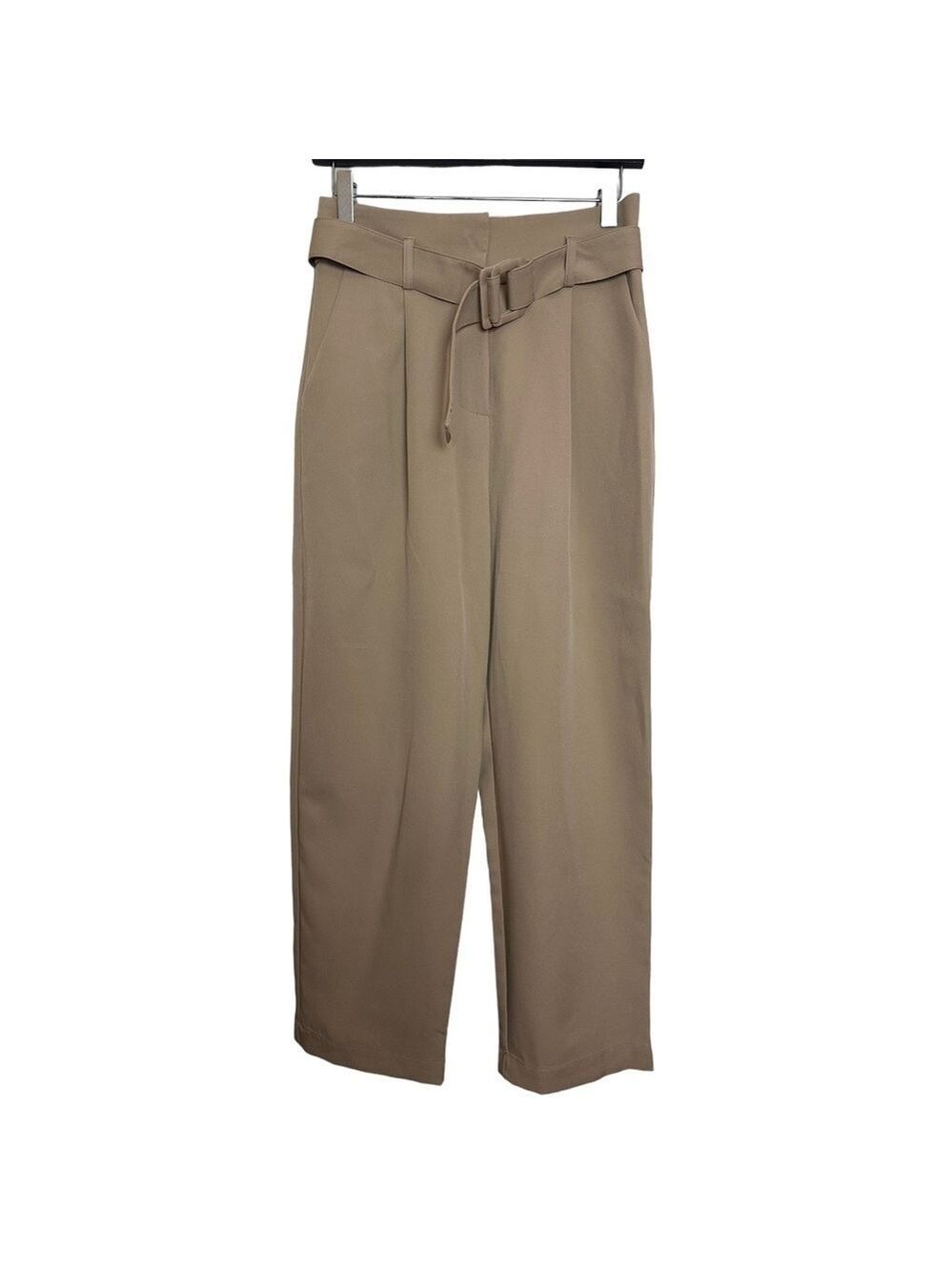 Idem Ditto Latte High Rise Cropped Cigarette Style Trouser Pants in Latte Brown